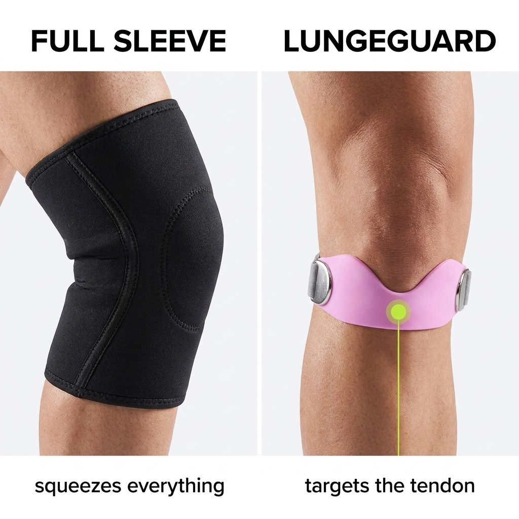 Full sleeve vs LungeGuard targeted knee strap comparison